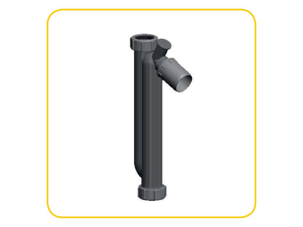 Siphon m/Kugelventil, 20cm