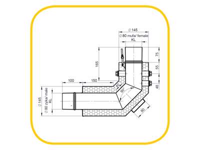 Angle 90°, ½" flange